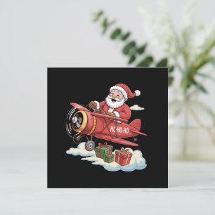 Christmas Santa Claus Pilot Flying Airplane Gift Einladung