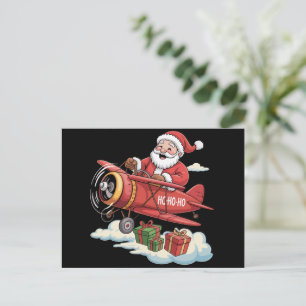 Christmas Santa Claus Pilot Flying Airplane Gift Feiertagspostkarte