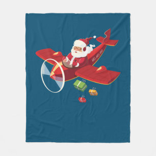 Christmas Santa Claus Pilot Flying Airplane Gift Fleecedecke