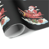 Christmas Santa Claus Pilot Flying Airplane Gift Geschenkpapier (Rolleneckpunkt)