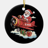 Christmas Santa Claus Pilot Flying Airplane Gift Keramik Ornament (Vorne)