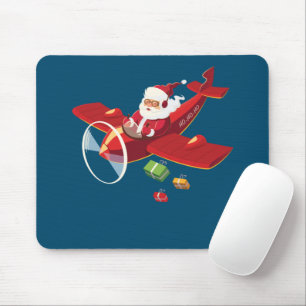 Christmas Santa Claus Pilot Flying Airplane Gift Mousepad