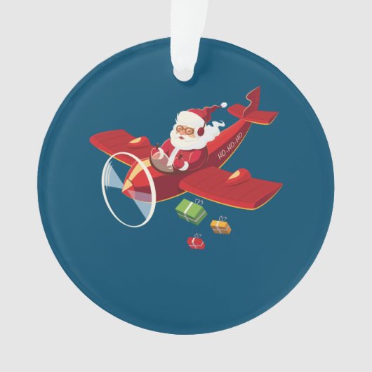 Christmas Santa Claus Pilot Flying Airplane Gift Ornament (Vorderseite)