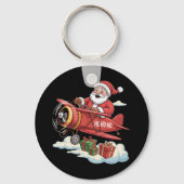 Christmas Santa Claus Pilot Flying Airplane Gift Schlüsselanhänger (Vorderseite)