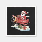 Christmas Santa Claus Pilot Flying Airplane Gift Serviette (Vorderseite)