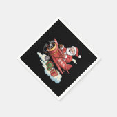 Christmas Santa Claus Pilot Flying Airplane Gift Serviette (Ecke)