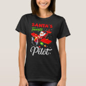 Christmas Santa Claus Pilot Flying Airplane T-Shirt (Vorderseite)