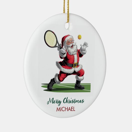 Christmas Santa claus playing tennis Personalized Keramik Ornament (Rechts)