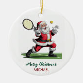 Christmas Santa claus playing tennis Personalized Keramik Ornament (Vorne)