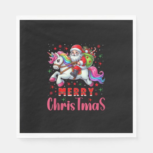 Christmas Santa Claus Riding a Unicorn Tank Top Serviette (Vorderseite)