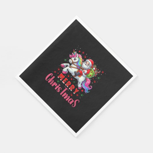 Christmas Santa Claus Riding a Unicorn Tank Top Serviette (Ecke)