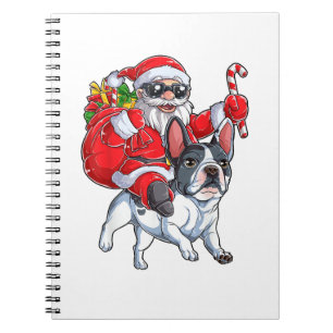 Christmas Santa Claus Riding French Bulldog Xmas B Notizblock