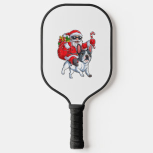 Christmas Santa Claus Riding French Bulldog Xmas B Pickleball Schläger