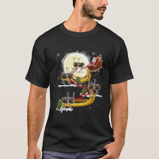 Christmas Santa Claus Riding Ostrich Ostrich Xmas  T-Shirt (Vorderseite)