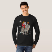 Christmas Santa Claus Riding Samoyed Lights Xmas H T-Shirt (Vorne ganz)
