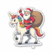 Christmas Santa Claus Riding Unicorn - Xmas Girls Aufkleber (Vorderseite)