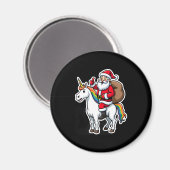 Christmas Santa Claus Riding Unicorn - Xmas Girls Magnet (Vorderseite/Rückseite)
