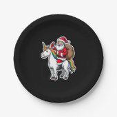 Christmas Santa Claus Riding Unicorn - Xmas Girls Pappteller (Vorderseite)