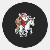 Christmas Santa Claus Riding Unicorn - Xmas Girls Runder Aufkleber (Vorderseite)