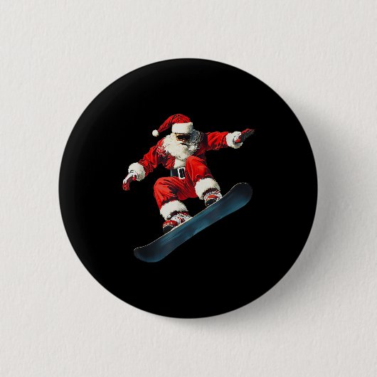 Christmas Santa Claus Snowboard Snowboarding Snowb Button (Vorderseite)