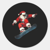 Christmas Santa Claus Snowboard Snowboarding Snowb Runder Aufkleber (Vorderseite)