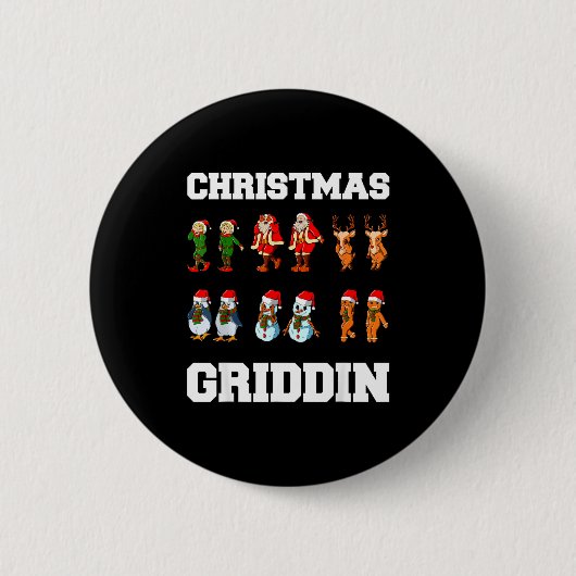 Christmas Santa Claus Snowman Reindeer Griddy Grid Button (Vorderseite)