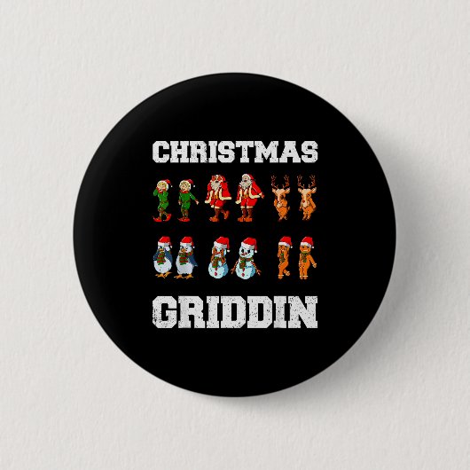 Christmas Santa Claus Snowman Reindeer Griddy Grid Button (Vorderseite)