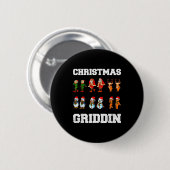 Christmas Santa Claus Snowman Reindeer Griddy Grid Button (Vorne & Hinten)