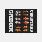 Christmas Santa Claus Snowman Reindeer Griddy Grid Fleecedecke (Vorderseite (Horizontal))