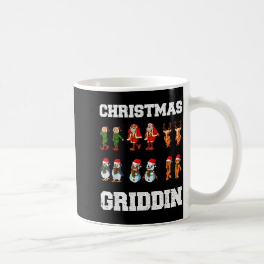 Christmas Santa Claus Snowman Reindeer Griddy Grid Kaffeetasse (Rechts)