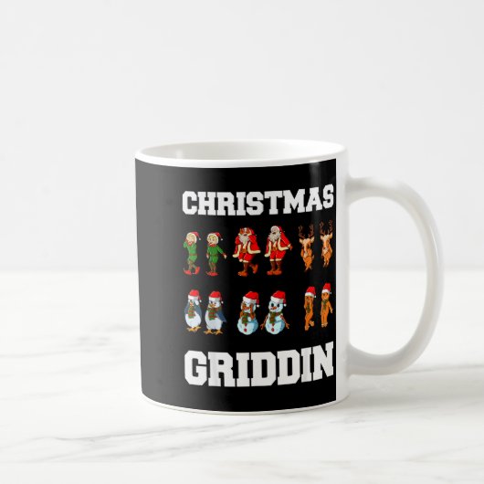 Christmas Santa Claus Snowman Reindeer Griddy Grid Kaffeetasse (Rechts)