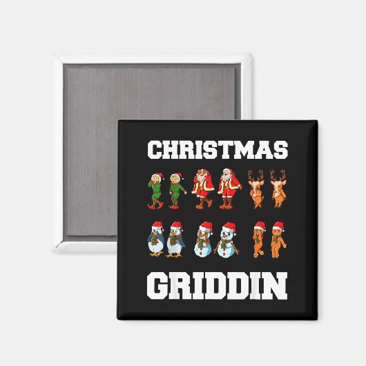 Christmas Santa Claus Snowman Reindeer Griddy Grid Magnet (Vorderseite/Rückseite)