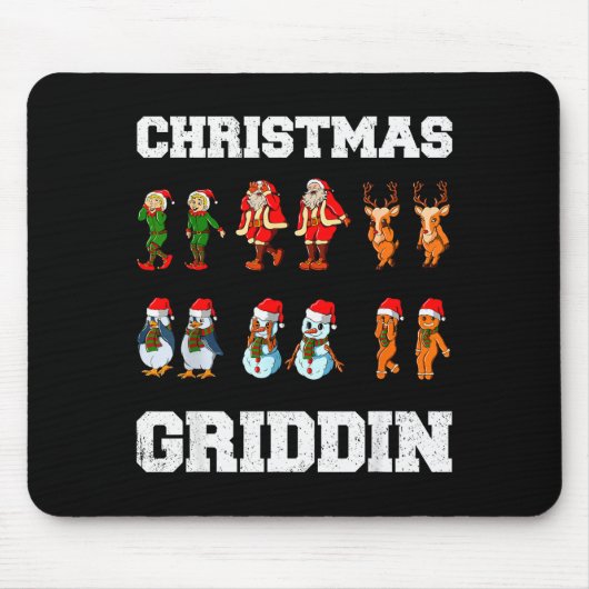 Christmas Santa Claus Snowman Reindeer Griddy Grid Mousepad (Vorne)