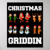 Christmas Santa Claus Snowman Reindeer Griddy Grid Poster (Vorne)