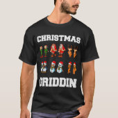 Christmas Santa Claus Snowman Reindeer Griddy Grid T-Shirt (Vorderseite)