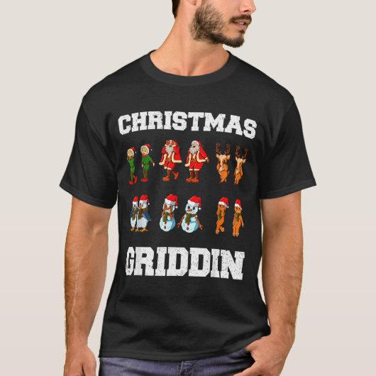 Christmas Santa Claus Snowman Reindeer Griddy Grid T-Shirt (Vorderseite)