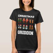 Christmas Santa Claus Snowman Reindeer Griddy Grid T-Shirt (Vorderseite)
