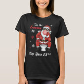 Christmas Santa Claus Sunglasses Funny Naughty T-Shirt (Vorderseite)