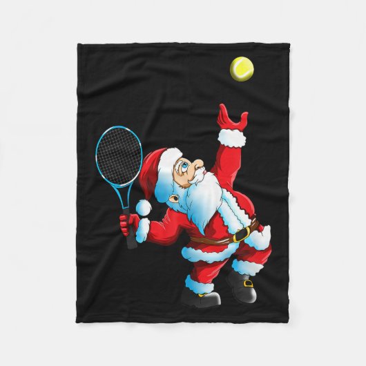 Christmas Santa Claus Tennis Game Tennis Racket Fleecedecke (Vorderseite)