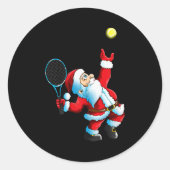 Christmas Santa Claus Tennis Game Tennis Racket Runder Aufkleber (Vorderseite)