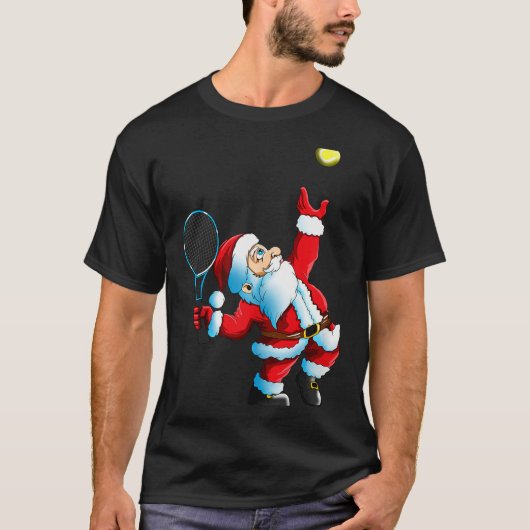 Christmas Santa Claus Tennis Game Tennis Racket T-Shirt (Vorderseite)