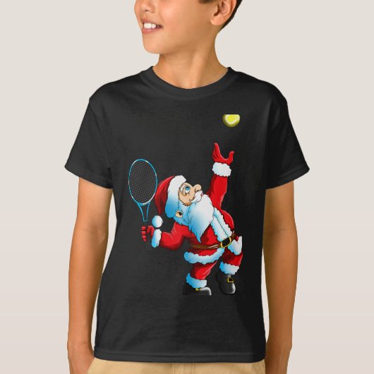 Christmas Santa Claus Tennis Game Tennis Racket T-Shirt (Vorderseite)