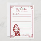 Christmas Santa Claus Wish List Einladung (Vorderseite)