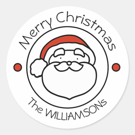 Christmas Santa Claus with Red Hat Runder Aufkleber (Vorderseite)