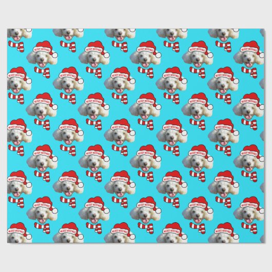 Christmas Santa Dog Custom Photo Pattern Geschenkpapier (Flach)