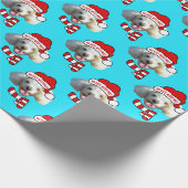 Christmas Santa Dog Custom Photo Pattern Geschenkpapier (Ecke)
