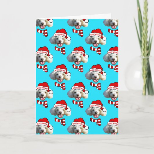 Christmas Santa Dog Custom Photo Pattern Karte (Vorderseite)