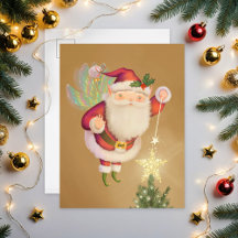 Christmas Santa Fairy Postcard