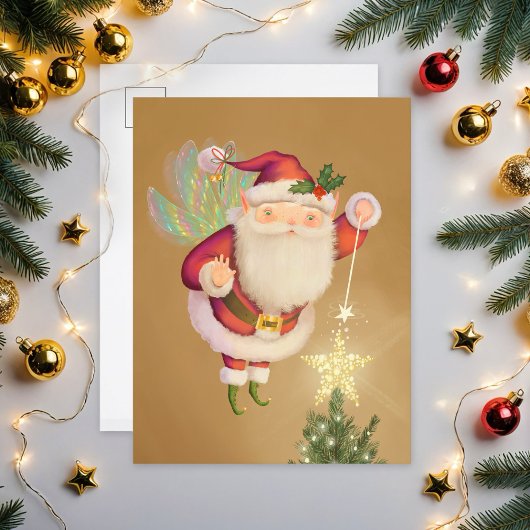 Christmas Santa Fairy Postcard Postkarte