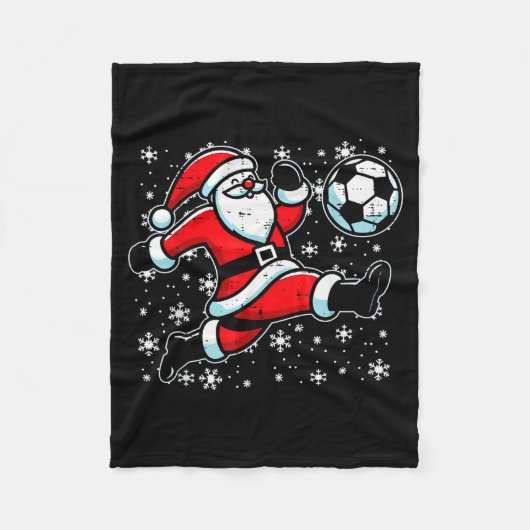 Christmas Santa Football Kick Xmas Soccer Men Boys Fleecedecke (Vorderseite)